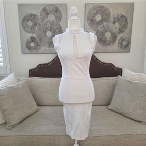 🌹SENTIMENTAL NY🌹 Fishnet Panel Bodycon Dress - [Small, White]